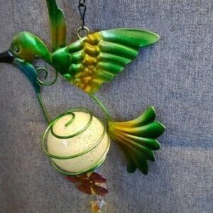 Stained Metal Hummingbird Suncatcher, Window Crystal Prisms Sun Catcher Hanging
